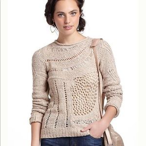 Anthropologie Moth Slanted Openwork Pullover Large